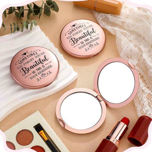 Tatuo 24 Set Sometimes You Forget Your Beautiful Compact Mirror Bulk Inspirational Appreciation Gifts for Women Pocket Makeup Mirrors for Mom Bachelorette Bridal Party Souvenir Gifts