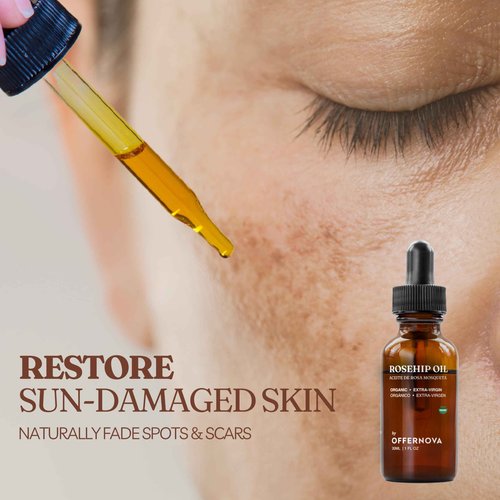 Offernova Rapid Radiance Duo - Organic Rosehip Seed Oil - Hyaluronic Acid Serum - Rosa Mosqueta y Acido Hialurónico