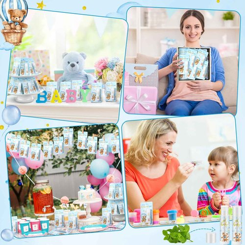 Dansib 50 Pack Bear themed Baby Shower Favor Baby Shower Lip Balm Party Gifts for Guest Games Prizes Friends Gender Reveal Girls Boys Halloween Thanksgiving Christmas