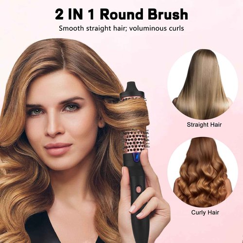 Beatslm Pro Heated Round Brush with Negative Ion Technology - Curling Iron, Hair Straightener, Fast Heating for All Hair Types (38MM)