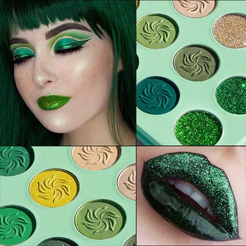 Afflano Christmas Makeup Gift Set Green Red Eyeshadow Palette, Highly Pigmented True Red Makeup Palettes Eye Shadow Forest Emerald Green Yellow 15 Color, Sparkle Eyeshadow Pallet For Women Girl