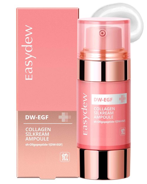 EASYDEW DW-EGF 55% Collagen Silkream Ampoule- Korean Facial Serum for Firmness & Elasticity with EGF Peptides, Amino Acids - Day & Night Age-Defying Silky Smooth Skincare, 1.86oz.