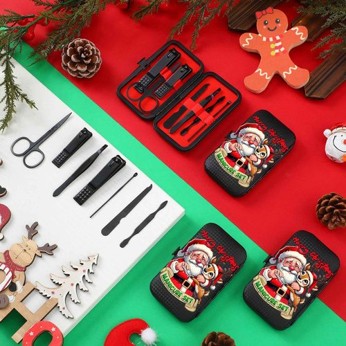 6 Sets Funny Christmas Manicure Sets Bulk Christmas Stocking Stuffers Nail Clipper Kit Funny Xmas Gifts for Men Woman Husband Boyfriend Parent