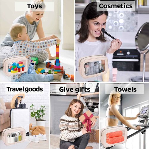 8 Packs TSA Approved Toiletry Bags Clear Toiletry Bags for Travel PVC Makeup Pouch Waterproof Quart Size Clear Cosmetic Bag with Zipper for Airport Airline Compliant Bag Women Men Travel Bathroom
