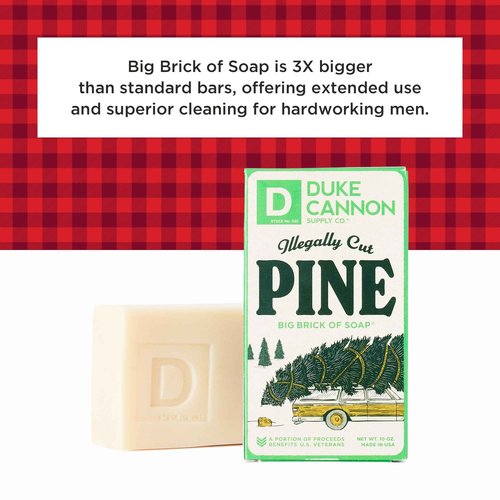 Duke Cannon Supply Co. Big Brick of Soap Bar for Men Holiday Edition - Illegally Cut Pine (Fresh Split Pine Scent), 10 oz. (6 Pack)