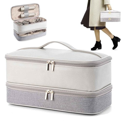 Ceuku Travel Carrying Case for Shark/Dyson Hair Dryer Double-Layer Travel Case for Dyson Airwrap Shark Flexstyle Attachment Portable Hair Accessories Tools Storage Bag for Revlon Hairdryer Styler