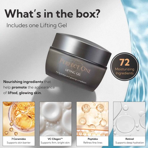 PERFECT ONE Lifting Gel – All-in-One Face Moisturizer & Anti-Aging Serum – With Collagen, Niacinamide, Retinol, VC & Hyaluronic Acid – Firms, Brightens, Hydrates, and Smooths Fine Lines, 50g