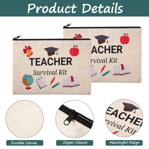 Frienda 10 Pieces Cosmetic Bags Travel Toiletry Case with Zipper for Teacher Appreciation Gifts(7.87 x 5.71 Inches) (Pack of 2)