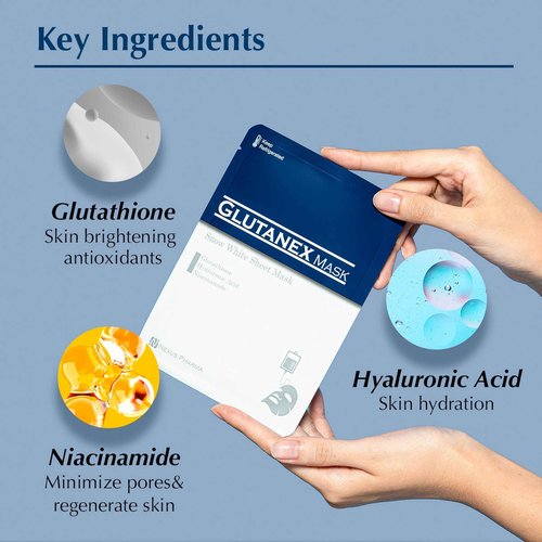 Glutanex Snow White Sheet Mask, 15 Sheets - Made In Korea