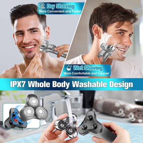 Electric Razor for Men,Upgrade Men’s Electric Shavers Rotary LED Display/Waterproof/Rechargeable, Shaver for Men Cordless Floating Head