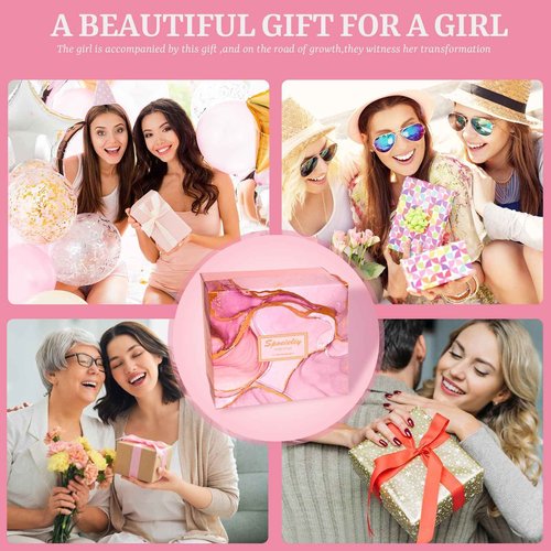 Unique Birthday Gifts for Tween Teen Girls - 40 PCS Trendy Stuff Gifts Set for Teen Girls, Makeup Brushes Makeup Bag Birthday Gift Ideas Gift Set for Her Mom Sister Wife Best Friend(Pink)