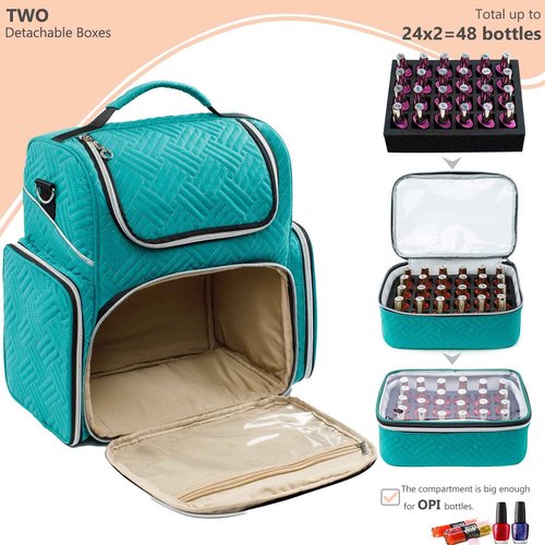 ELCUPA Large Nail Polish Organizer Holds 48 Bottles(15ml - 0.5 fl.oz) with 2 Removable Nail Polish Cases,Nail Organizers and Storage for Nail Tech Suppliers