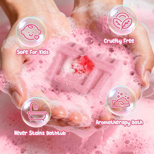 Toylink Bath Bombs for Kids with Diving Gem Toys Inside, 12 Pack Treasure Chest Bath Bombs with Surprise Pirate Accessories Pretend Playset, Handmade Bubble Bath Fizzies Birthday Christmas Gift Set