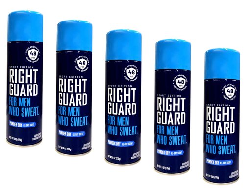 Right Guard Aerosol Sport Powder Dry Antiperspirant, 6 oz (Pack of 5)