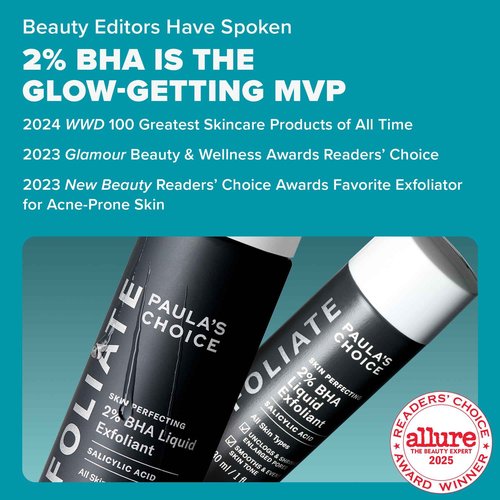 Paula's Choice SKIN PERFECTING 2% BHA Liquid Salicylic Acid Exfoliant-Facial Exfoliant for Enlarged Pores, Wrinkles & Fine Lines, Suitable for Blackhead-Prone Skin, Fragrance-Free