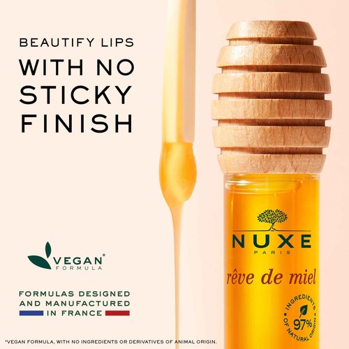 Nuxe Huile Prodigieuse Floral Shimmering Dry Oil (1.6 Fl Oz) & Rêve de Miel Honey Lip Oil (0.33 Fl Oz), Skincare Duo for Radiant Skin & Lips