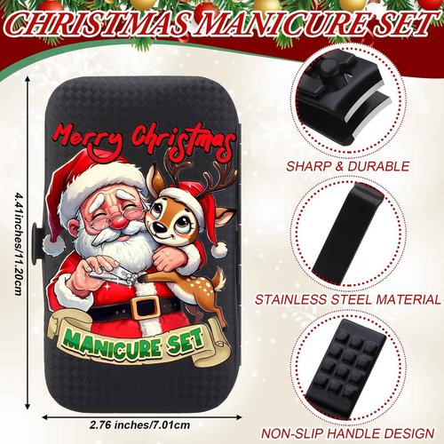 6 Sets Funny Christmas Manicure Sets Bulk Christmas Stocking Stuffers Nail Clipper Kit Funny Xmas Gifts for Men Woman Husband Boyfriend Parent