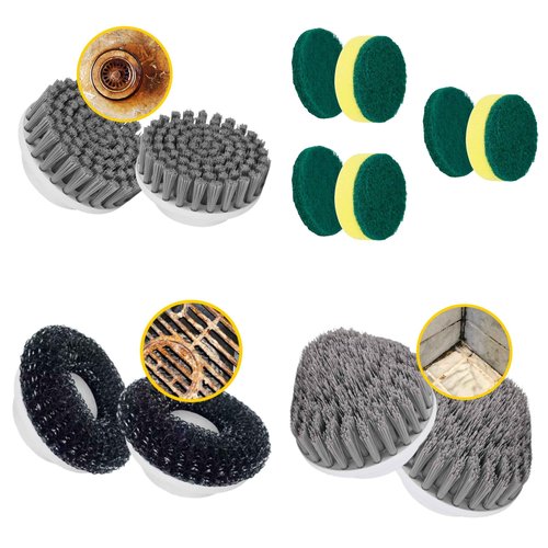 SYNOSHI 12 Replaceable Brush Heads (2 Round + 6 Sponge + 2 Steel + 2 Cone)