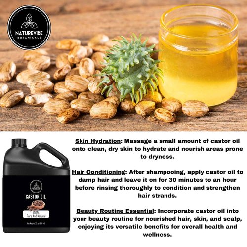 Naturevibe Botanicals Golden Jojoba Oil 32 oz and Castor Oil 32 oz | 32oz Carrier Oils Combo