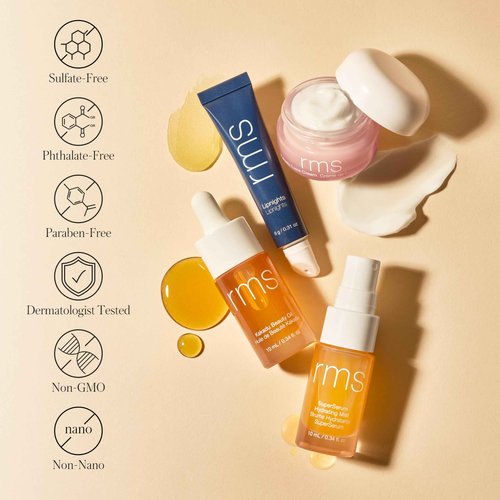 RMS Beauty Skincare Secrets Kit - Skin Care Set Kakadu Beauty Oil, Kakadu Luxe Cream, SuperSerum Hydrating Mist & Lipnights Lip Mask, Beauty Present Sets