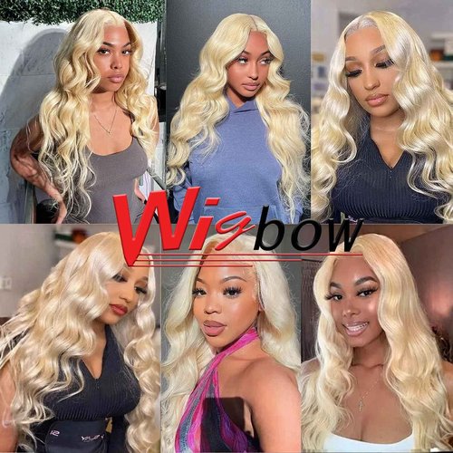 613 Blonde Lace Front Wigs Real Human Hair, Blonde 613 Body Wave 13X6 HD Lace Front Wigs Pre Plucked Lace Frontal Wig Loose Body Wave Glueless Wig Human Hair Business Daily Wear Wig for Women 22 Inch