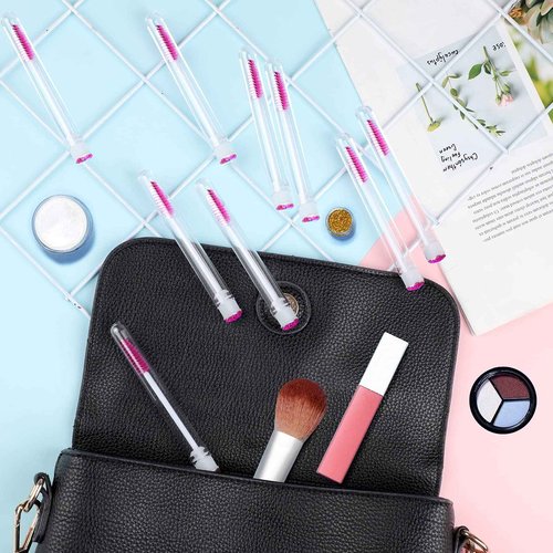 Dming 50 Piece Disposable Mascara Brushes Eyelash Extension Brush Diamond Mascara Wands with Tube Spoolies Lash Brush Makeup Tool Lash Extension Supplies (Scale D Pink 50)