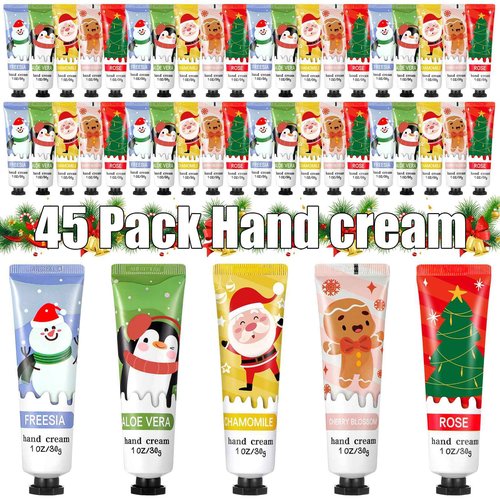 Swiffen 45 Pcs Christmas Hand Cream Gift Set Bulk Mini Hand Lotion Travel Natural Plant Fragrance Moisturizing Cream Dry Cracked for Women Mom Christmas Stocking Stuffers Gift Calendar Advent Favors