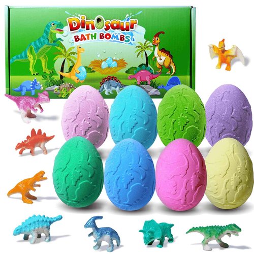 Persidra Kids Bath Bombs with Surprise Inside, XXL Large Dinosaur Bath Bombs 8pcs Bath Bomb Set with Toys Inside, Dino Toy Gifts for Kids Age 3 4 5 6 7 8 9 10 11 12