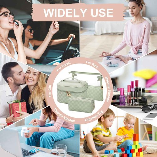 jiffordwind Makeup Bags set of 4 Waterproof Leather Portable Travel Cosmetic Bag Multifunction Organizer Storage for Makeup Brushes, Toiletries and Accessories Toiletry set for Women