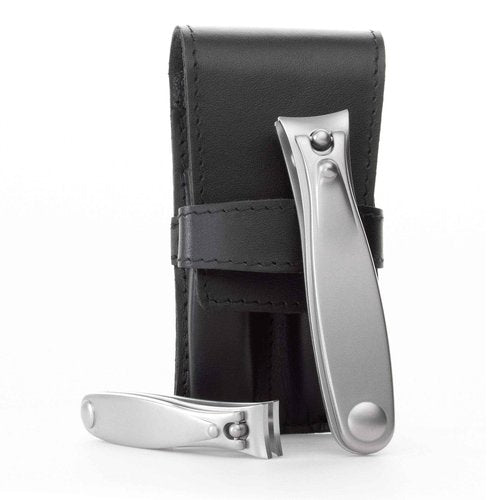 GERMANIKURE Nail Clippers Set in Black Leather Case – Ethically Made in Solingen Germany, FINOX Stainless Steel Tools – Professional Quality Manicure & Pedicure Kit