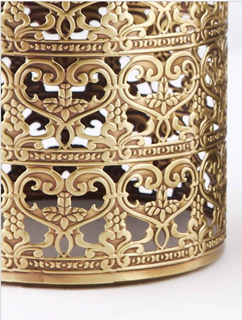 SEHAMANO Home Heart Patterned Vintage Hairbrush Holder Antique Make up Brush Holder Makeup Vanity Organizer (Brass, Large)