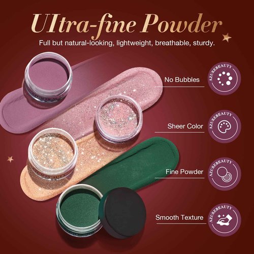 170Pcs Dip Powder Nail Kit, AZUREBEAUTY 36 Colors Brown Purple Christmas New Year Winter Dip Nail Powder Starter Set with Essential Liquid and Removal Accessories Set for French Nail Manicure Salon