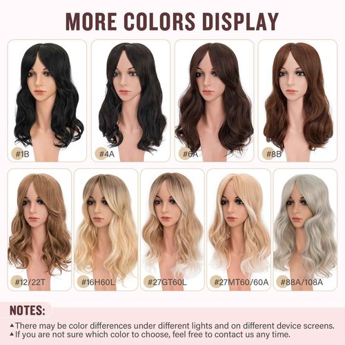 Hairro 18 Inch Long Hair Toppers Wavy with Side Bangs for Women, Clips In Synthetic Hairpieces Capless, for Adding Volume/Birthday/Party/Halloween/Cosplay Dress Up, Natural Black