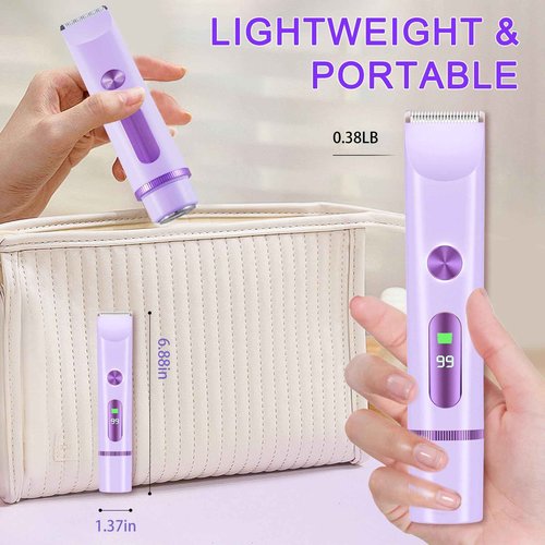 Nawedaa 2025 Bikini Trimmer for Women, Cordless& Painless& Waterproof Dual Head Shaver for Women Private Area& Face& Body, 2-in-1 Electric Razors, Bikini Shaver, Hair Trimmer with LCD