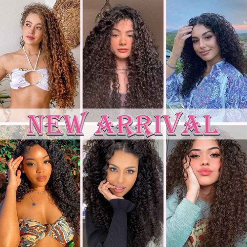 Gogo Curl Short Curly Crochet Hair - Beach Curl & Deep Wave - Water Wave Braids Synthetic Hair Extensions (10 Inch 7 Packs 1B)