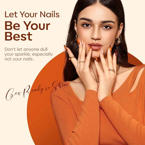 modelones 32 PCS Fall Gel Nail Polish Set, 28 Colors Gel Polish with No Wipe Base Coat, Glitter & Glossy & Matte Top Coat Yellow Orange Brown Nude Glitter Soak Off LED Nail Art Kit Salon at Home