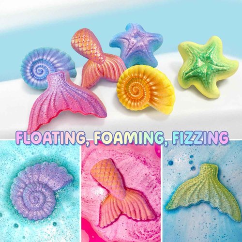 Mermaid Bath Bombs for Kids with Surprse Inside, 8PK XXL Kids Bath Bombs Gift Set for Girls, Birthday Gifts, Mermaid Party Favors, Princess Gift Box