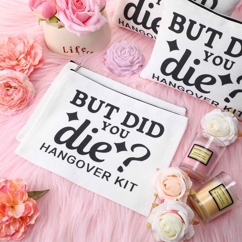 Honeydak 12 Pcs Recovery Kit Bags for Her Bachelor Party Favor Wedding Emergency Kit Makeup Bag for Bride Women Bachelorette Bridal Shower Pouches Decorations Friends Sister Gifts(But Did You Die)