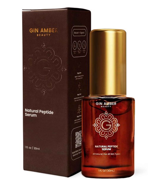 Gin Amber Beauty - Peptide Facial Serum – Firming & Tightening Skin Serum with Vitamin E for a Radiant Look (1 fl oz - 30 ml)