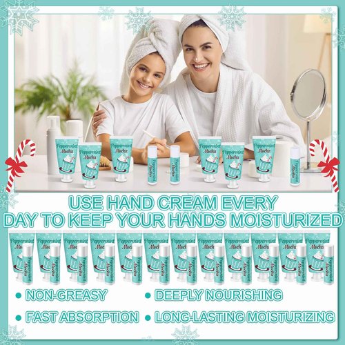 Swiffen 48 Sets Peppermint Mocha Hand Cream and Lip Balm Gift Christmas Hand Cream Bridal Baby Shower Party Favors Travel Size Hand Lotion and Lip Balm Bulk Christmas Holiday Party Supplies for Guest