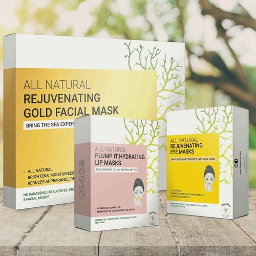 Doppeltree Golden Self-care Bundle: Gold Face Mask + Gold Lip Mask + Gold Eye Mask