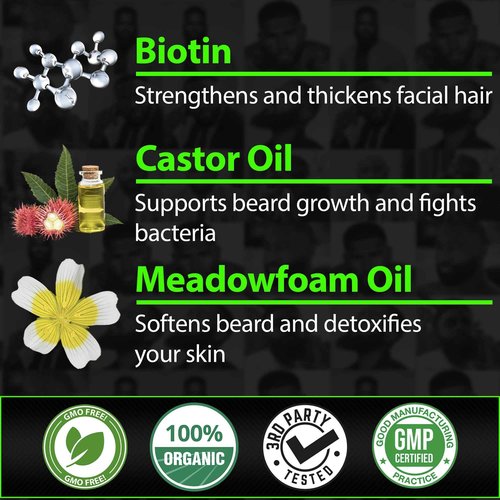 Beard Growth Kit w/ 2X Thickening Biotin Beard Balm for Men & Mustache Wax + GROW 11-in-1 Mens Shampoo & Conditioner (Hair Growth Shampoo for Men w/Biotin) - Formulated in America