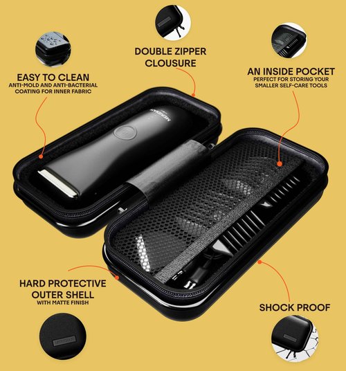 MERIDIAN Body Hair Trimmer for Men Balls, Bikini Trimmer and Hard Case - Onyx
