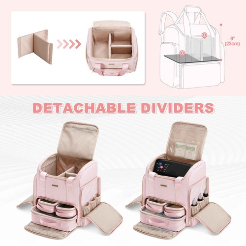 Prokva Tattoo Travel Case with 3 Cases, Tattoo Supplies Storage Organizer Backpack, Tattoo Stencil Printer Carrying Bag, Pink
