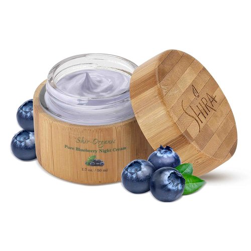 Shira Shir Organic Blueberry Night Cream for Nourished, Wrinkle-Free, Radiant Skin. Moisturizer Face Cream with Anti-Aging Formula keeps Skin Hydrated, Pure Facial Skin Care Product (50ml)