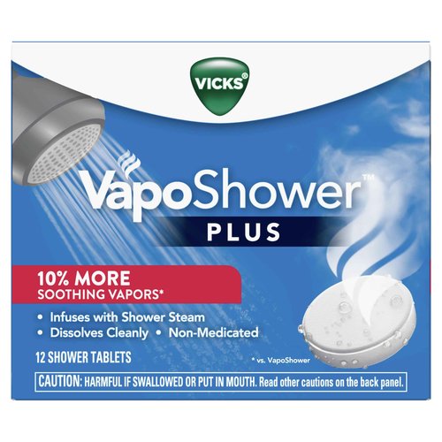 Vicks, VapoShower Plus, Shower Steamers, Eucalyptus Shower Steamer & Menthol Scent, Clean Dissolving Vapor Shower Tablets, Aromatherapy Shower Steamer & Shower Bombs, 12 count