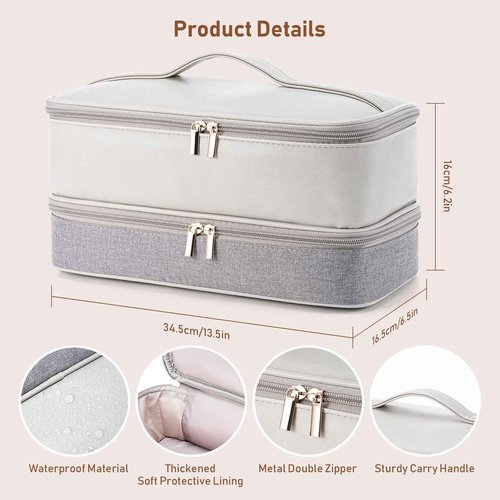 Ceuku Travel Carrying Case for Shark/Dyson Hair Dryer Double-Layer Travel Case for Dyson Airwrap Shark Flexstyle Attachment Portable Hair Accessories Tools Storage Bag for Revlon Hairdryer Styler