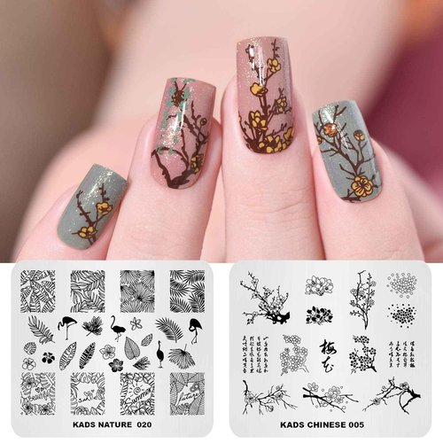 KADS 11pcs Nail Stamp Plates Set 10 Plates Christmas Snowflakes Cute Animals+ 1 Laser Symphony Storage Bag Christmas Nails Art Stamping Plate Set Leaves Flowers Animal Nail Plate Template Image Plate
