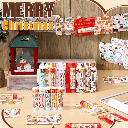 Sacubee 25 Pcs Christmas Peppermint Candy Flavor Lip Balms Bulk Peppermint Candy Gingerbread Hot Cocoa Cookie Cinnamon Flavor Lip Balms Christmas Party Gifts Stocking Stuffers for Employee Staff
