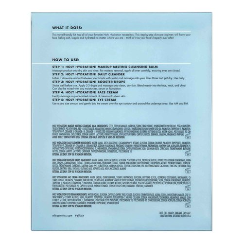 e.l.f. SKIN Holy Hydration! Hydrated Ever After Skincare Mini Kit, Cleanser, Makeup Remover, Moisturizer & Eye Cream For Hydrating Skin, Airplane-Friendly Sizes